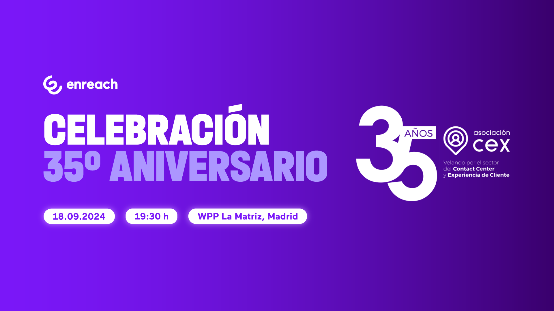 Cartel del 35º aniversario de la Asociación CEX diseñada por Enreach