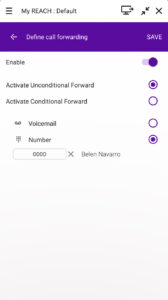 Mock-up of call forwarding settings in Enreach Contact