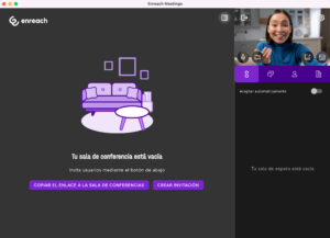 Sala privada de Enreach Meetings dentro de Enreach Contact