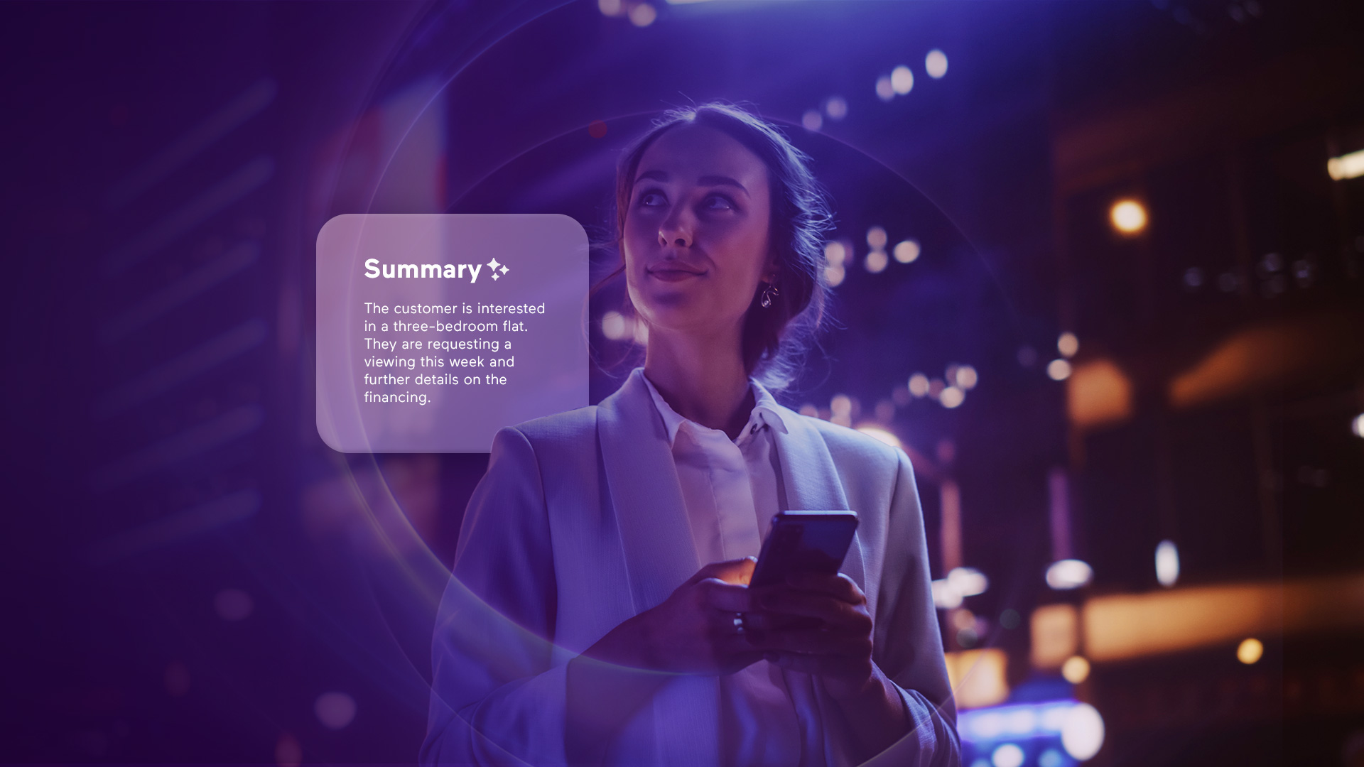 business woman holding her mobile phone white receiving a summary of the call she just made